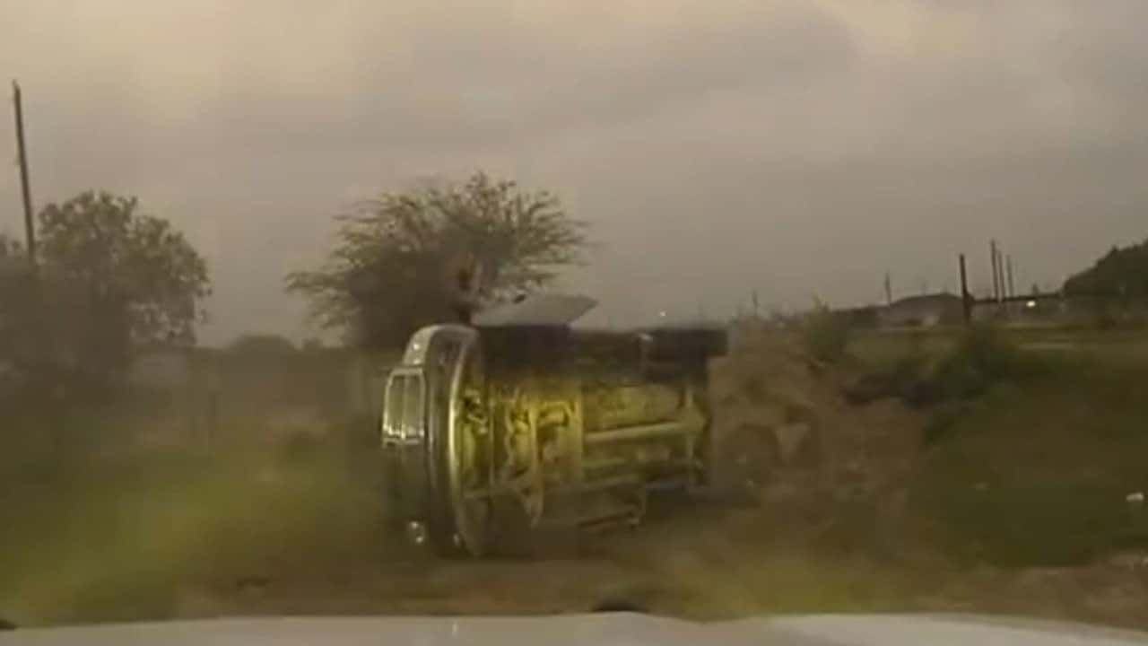 DPS In Texas Car Flips Because Of High-Speed Chasing Border Chaos Smugglers Who Flee On Foot