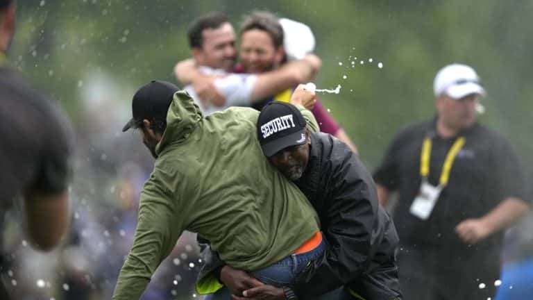 Adam Hadwin Tackled by Security Guard