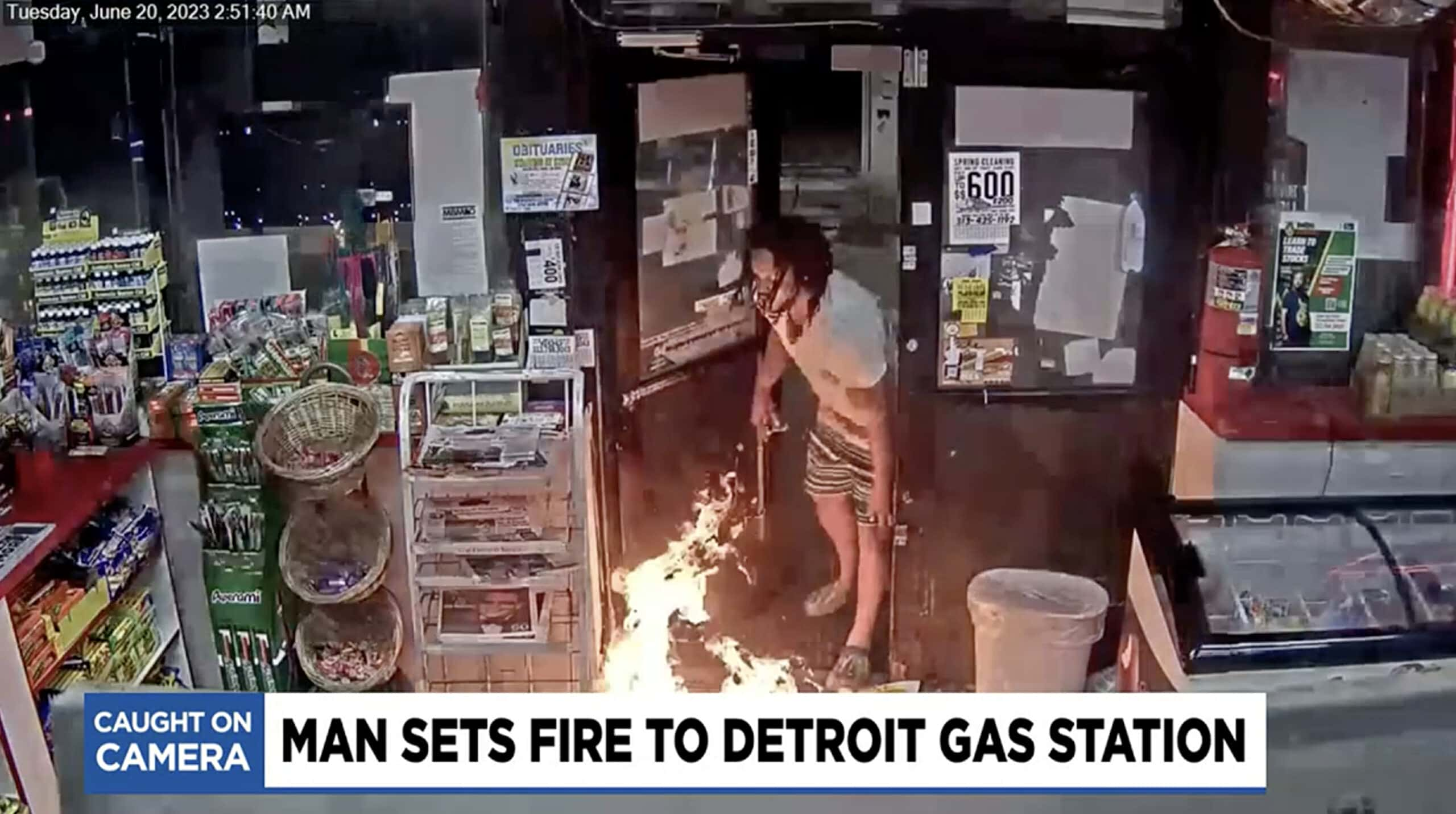 Detroit Man arrested, setting gas station on fire – Trapped clerk treated for first degree burns