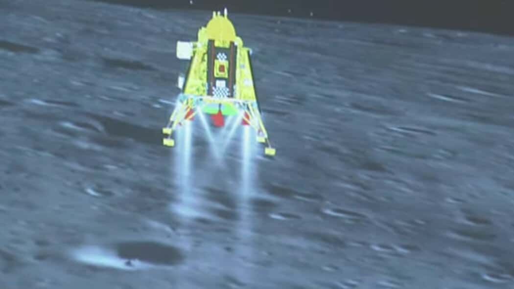 The Chandrayaan-3 moon rover from India, Pragyan, takes the first image of its lander close to the lunar south pole