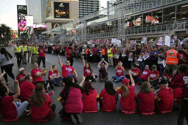 A compromise between seven hotel-casinos and hospitality workers narrowly prevents a Super Bowl-crippling strike in Las Vegas